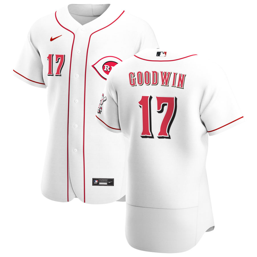 Cincinnati Reds #17 Brian Goodwin Men Nike White Home 2020 Authentic Player MLB Jersey